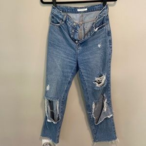 Women’s PacSun High Rise Straight Distressed Jeans with Button Fly size 24 Waist